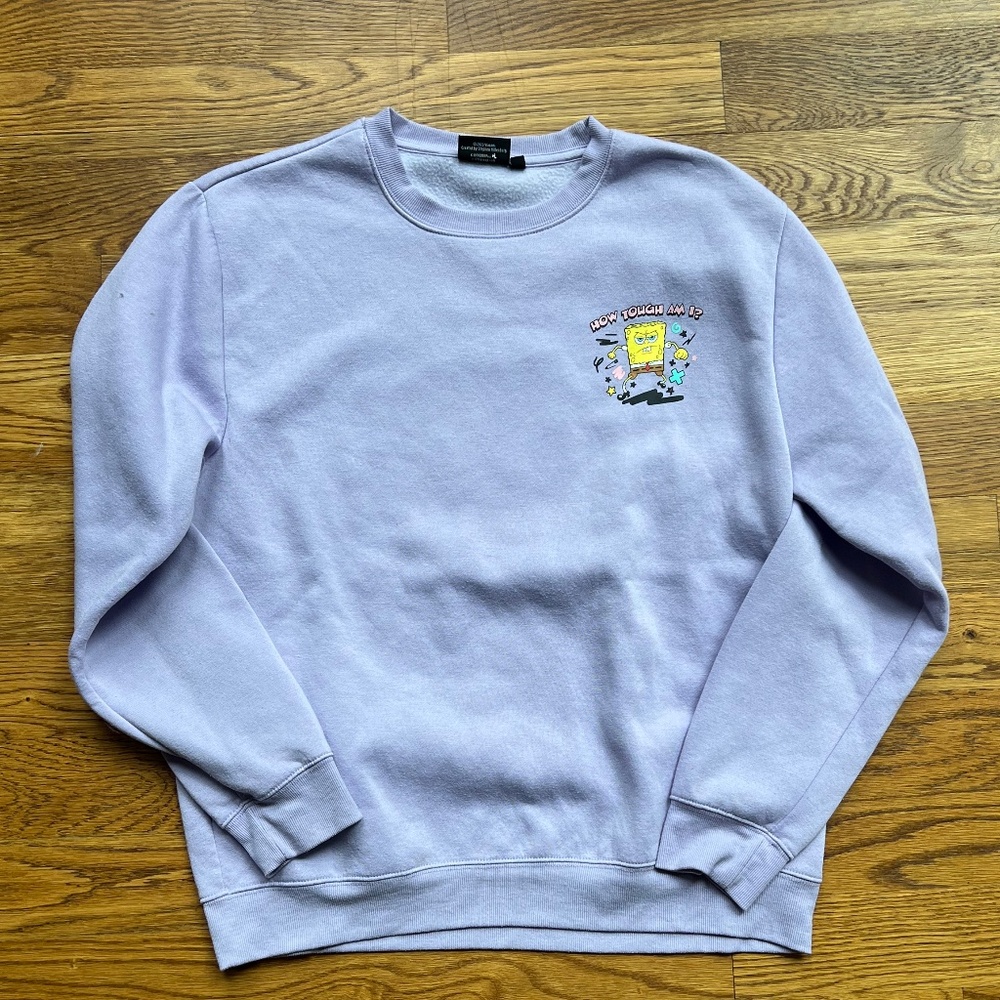Nickelodeon SpongeBob Squarepants Tough Purple/Lavender Sweatshirt Size L - Picture 2 of 6